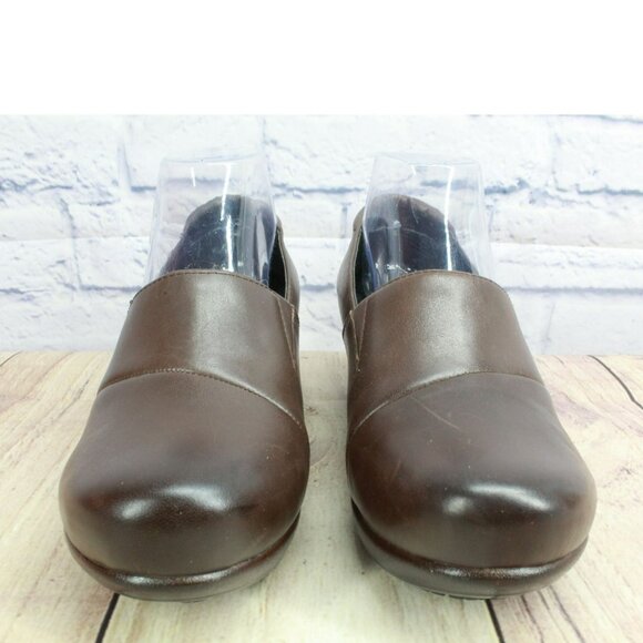 Abeo Camden Brown Leather Slip On Slip Resistant Sole Casual Clog Shoes Size 7 - Picture 4 of 9